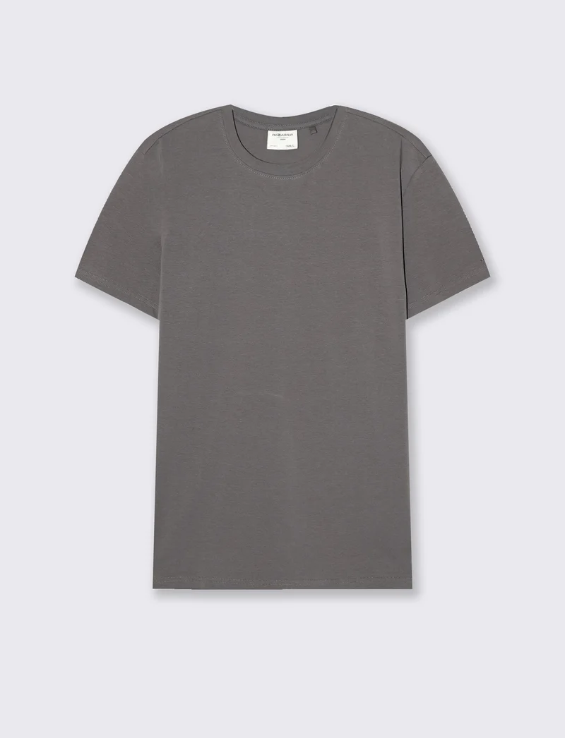 T-SHIRT BASIC IN COTONE ELASTICIZZATO SLIM FIT - Grigio