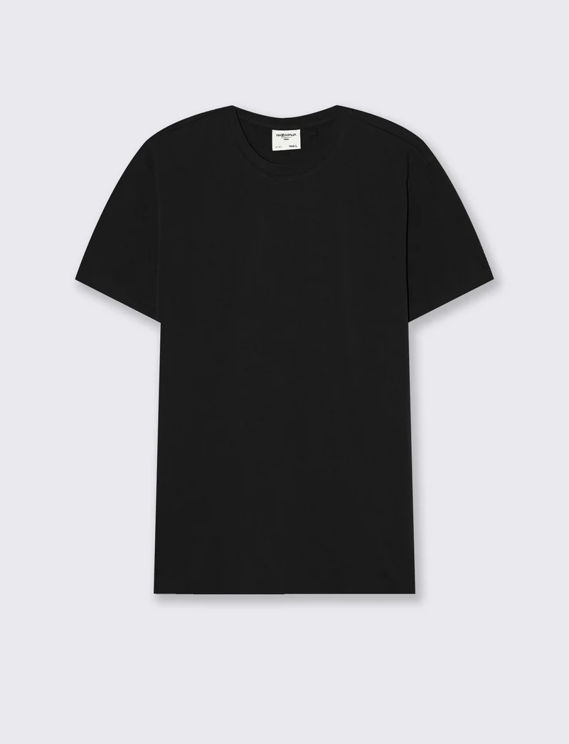 T-SHIRT BASIC IN COTONE ELASTICIZZATO SLIM FIT - Nero