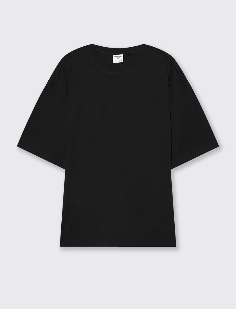 T-SHIRT BASIC IN COTONE BOXY FIT - Nero