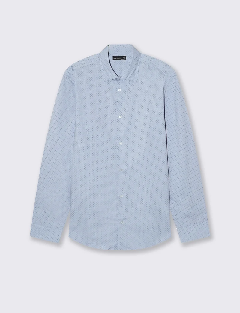CAMICIA MICRO FANTASIA REGULAR FIT - Celeste