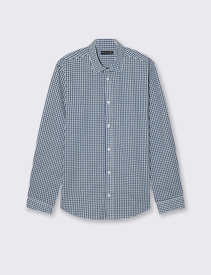 CAMICIA REGULAR FIT EASY IRON UNITA ED A FANTASIA - navy