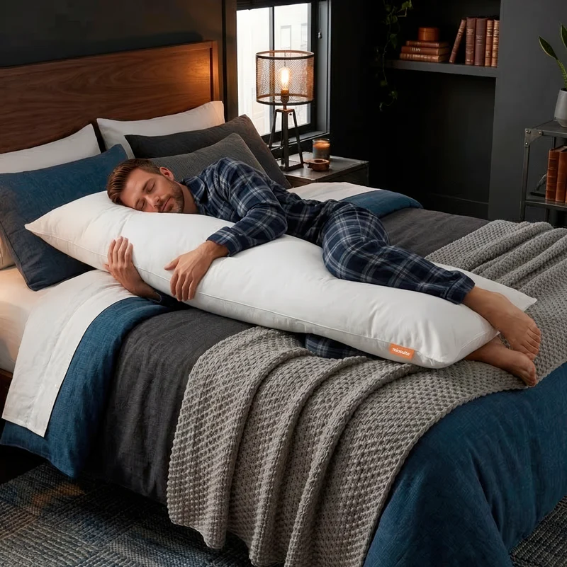 Cuscino Hug 40x145 cm lungo per Sostenere Schiena, Fianchi e Addome.