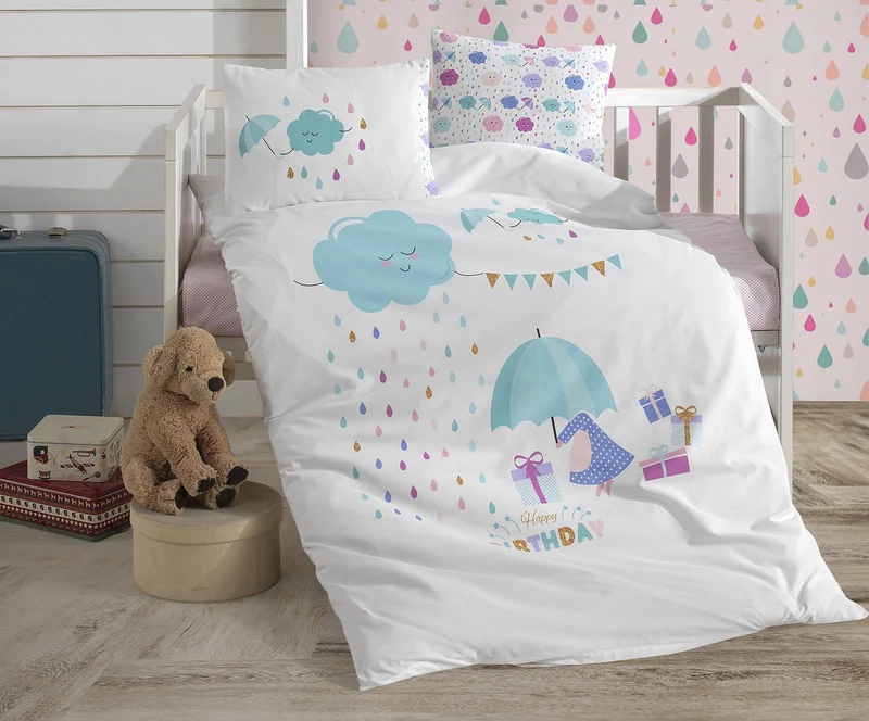 Parure copripiumino fantasia birthday baby dream bianco