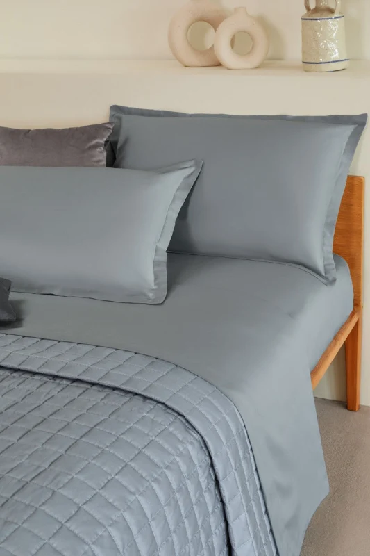 Completo Letto Gioia Neith Cotone Tinta Unita Volants