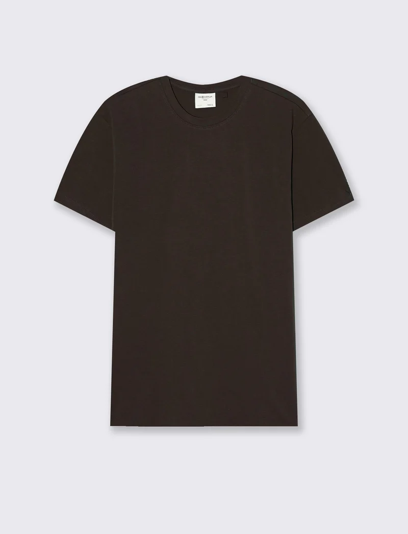 T-SHIRT BASIC IN COTONE ELASTICIZZATO SLIM FIT - Moro