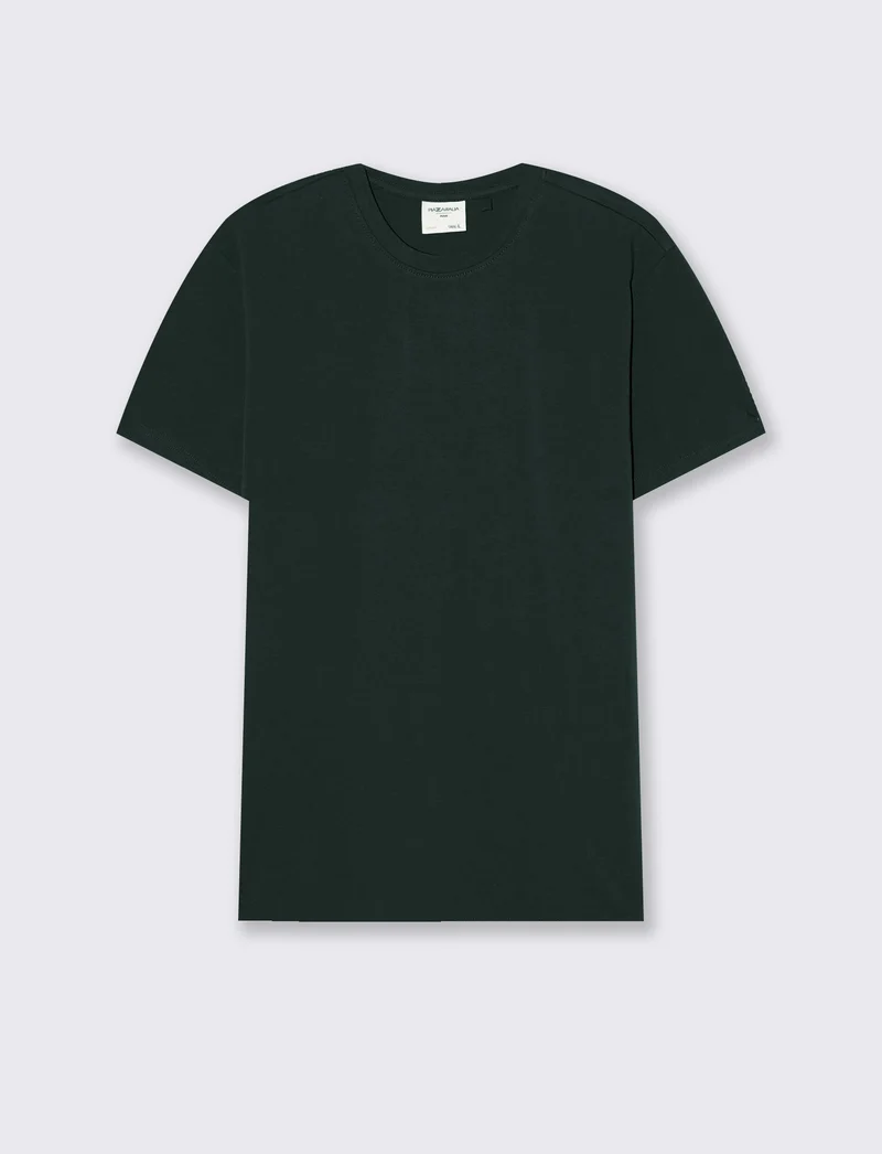 T-SHIRT BASIC IN COTONE ELASTICIZZATO SLIM FIT - Verde scuro
