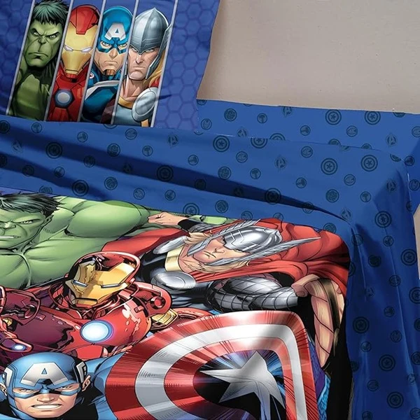 🛡️ Set Lenzuolo Copriletto Singolo Avengers 100% Cotone – Prodotto Ufficiale Marvel