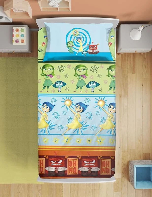 🌈 Completo Letto Disney Inside Out 1 Posto Hermet Home in 100% Cotone – Prodotto Ufficiale Disney