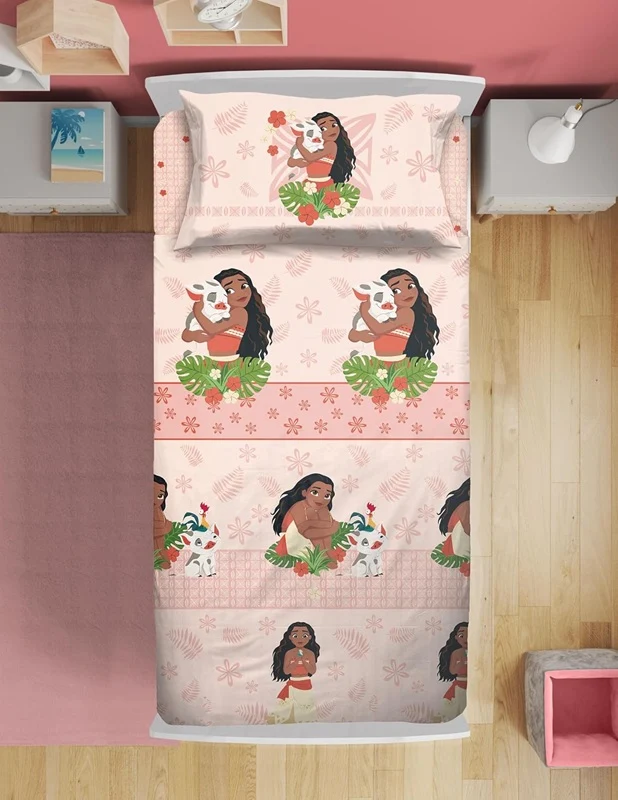 🌺 Completo Letto Disney Oceania 1 Posto Hermet Home in 100% Cotone – Prodotto Ufficiale Disney