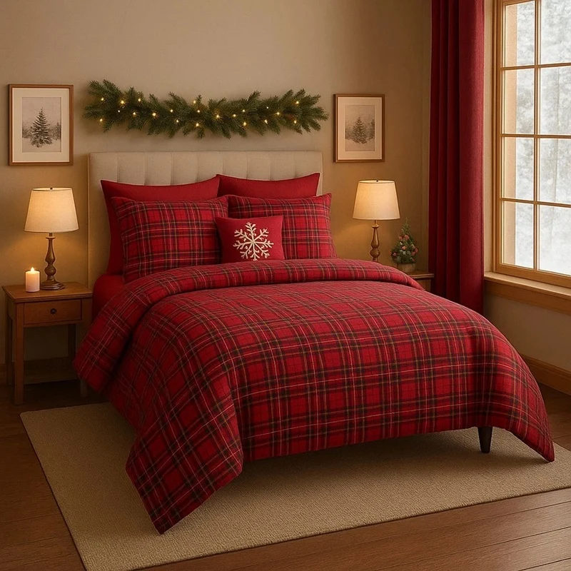 Parure Copripiumino Matrimoniale Honey Tartan Rosso Natale – Lovely Home