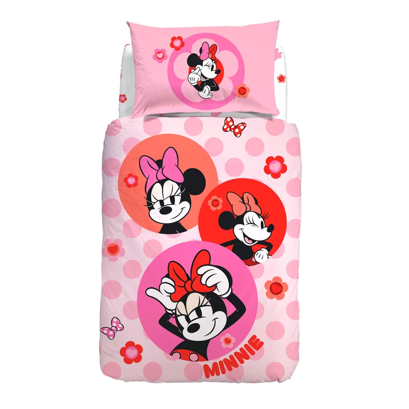 Completo Copripiumino minnie flowers in Cotone