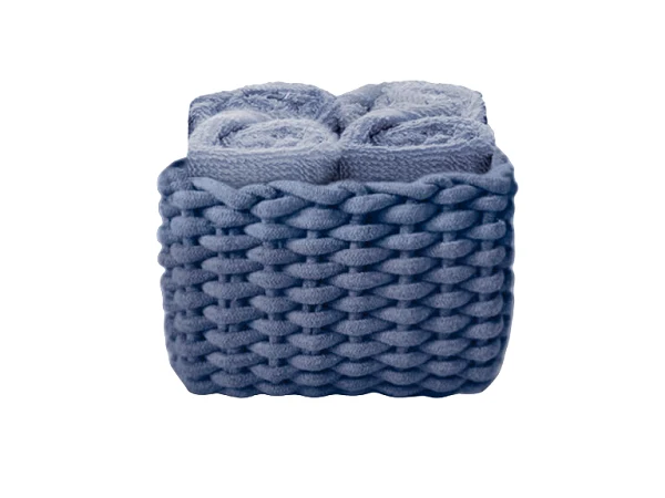 Set 4 Lavette 30x30 Classic Daunex – Mini Asciugamani in Spugna di Cotone in cesto intrecciato