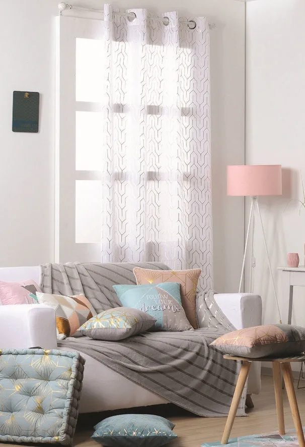 Tenda scandi leggera colore bianco-oro, 140×260 anelli fissi