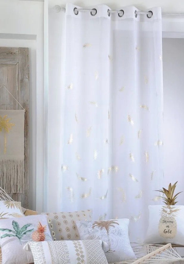 Tenda bohemian leggera colore bianco, 135×260 anelli fissi