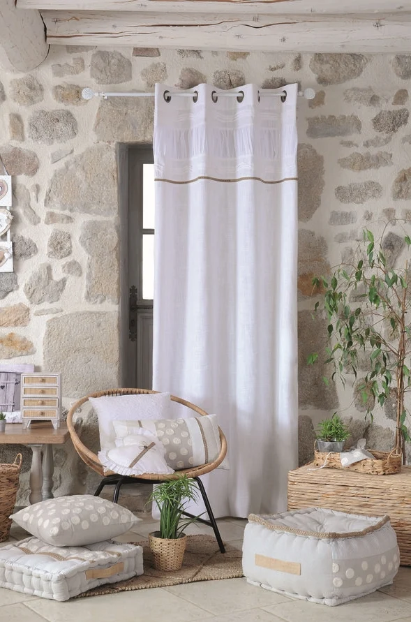 Tenda rebecca oscurante colore bianco, 140×260 anelli fissi