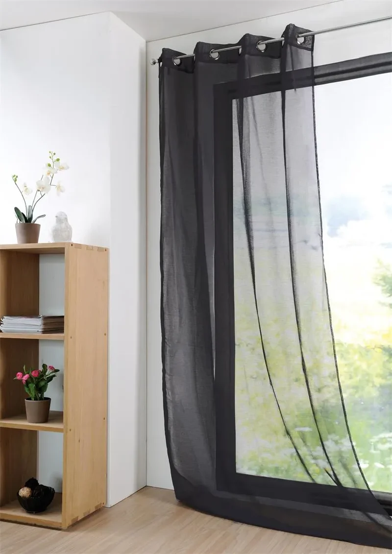 Tenda monna leggera colore nero, 135 x 260 cm anelli fissi