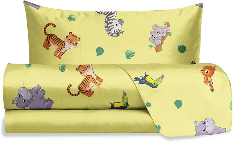 Completo letto 1 piazza Jungle Jolly in cotone di Hermet