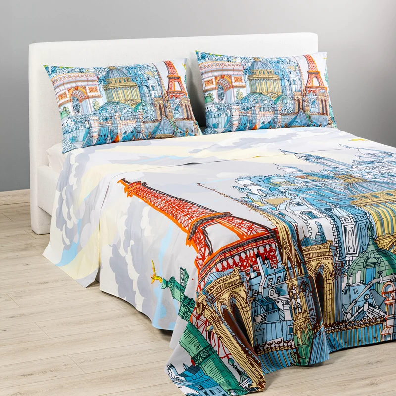 Completo Lenzuola Copriletto Paris in Cotone