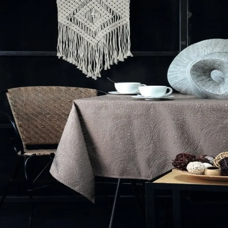 Tovaglia antimacchia kolam colore grigio-talpa, misura 140 x 240 cm