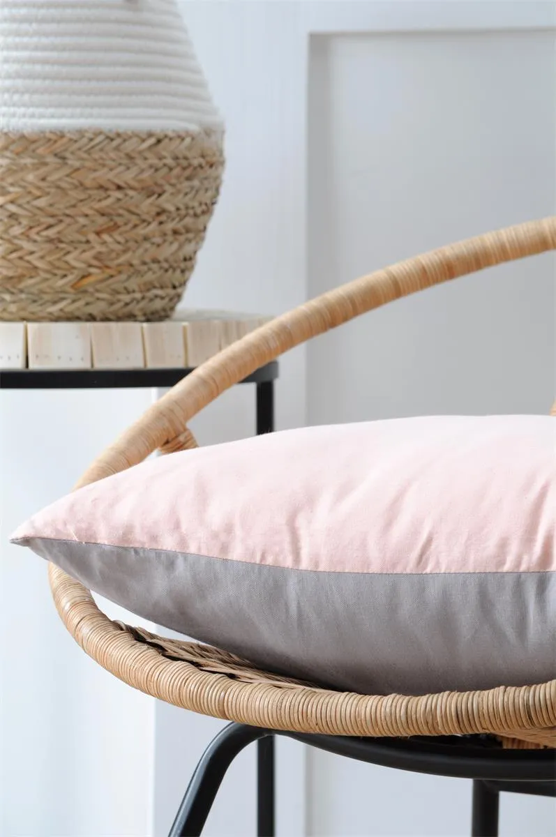 Cuscino arredo duo colore rosa-grigio/topo non sfoderabile