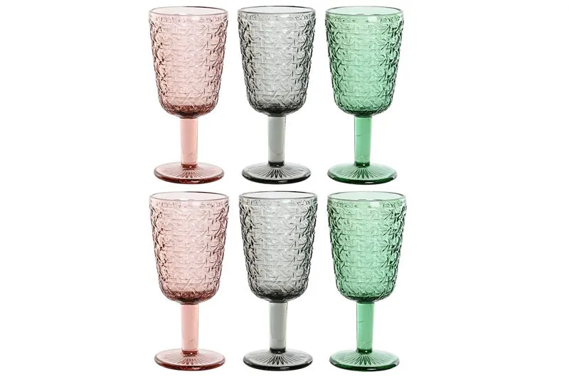 Set 6 Calici Colorati in Cristallo Item International da 285 ml con Trama Elegante