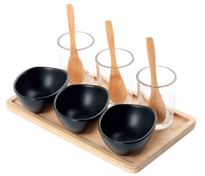 Set Aperitivo Miyazaki Sophie Maison in Bamboo e Ceramica con Bicchieri e Cucchiai