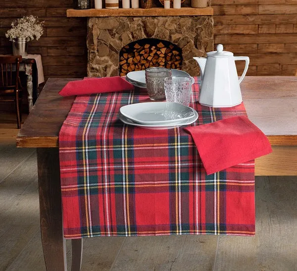 Runner tartan con 2 tovaglioli Clan in cotone tinto filo di Jolie Firenze (50x150 cm.)