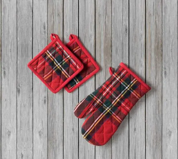Guanto forno Clan tartan in cotone tinto filo di Jolie Firenze