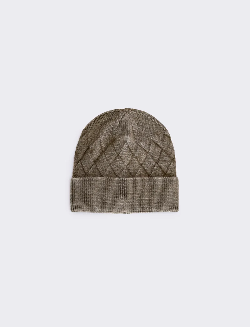Cappello effetto delavé con stampa intreccio - Verde