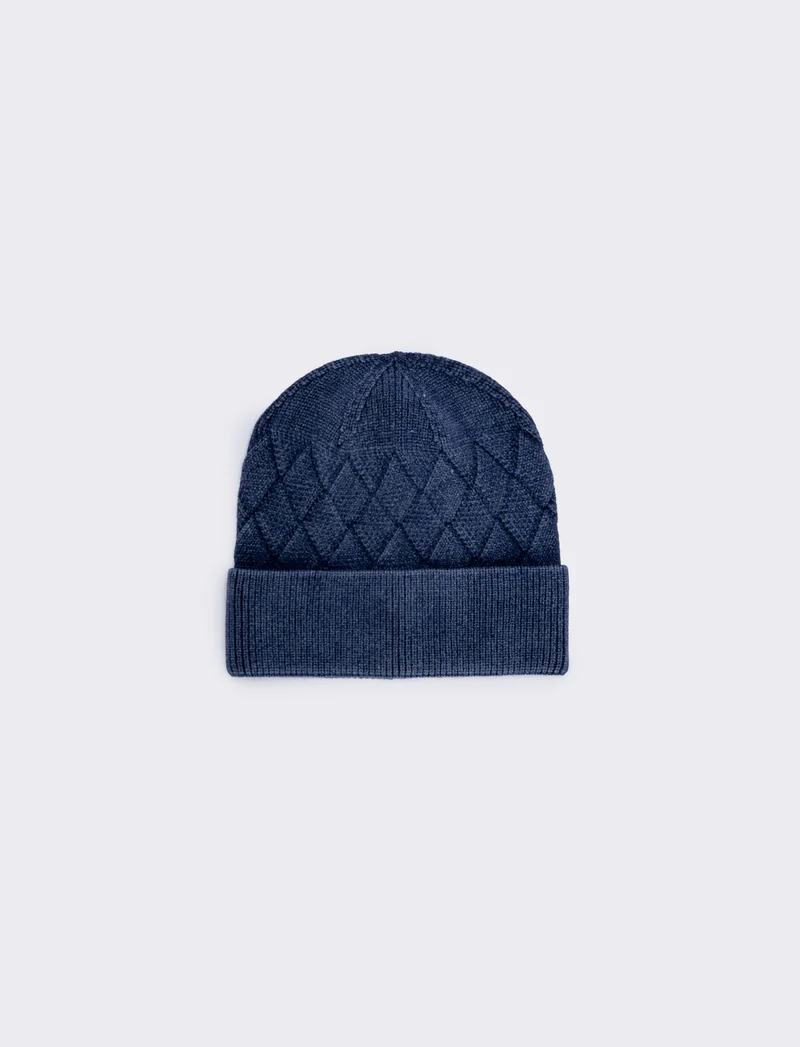 Cappello effetto delavé con stampa intreccio - Blu