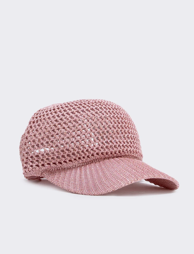 Cappello baseball effetto uncinetto - Rosa