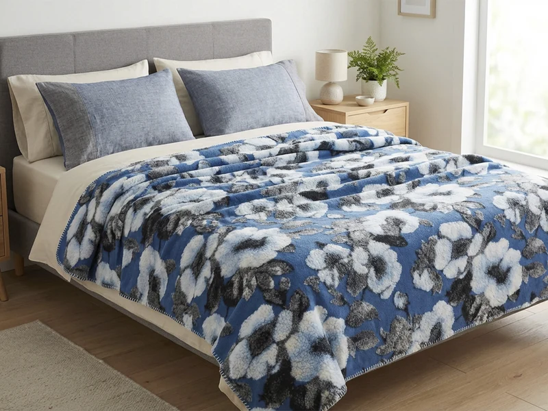 Coperta in Lana Cotta Fiori di Pesco