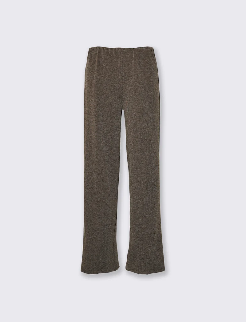 Pantaloni morbidi con elastico in vita - Grigio fango