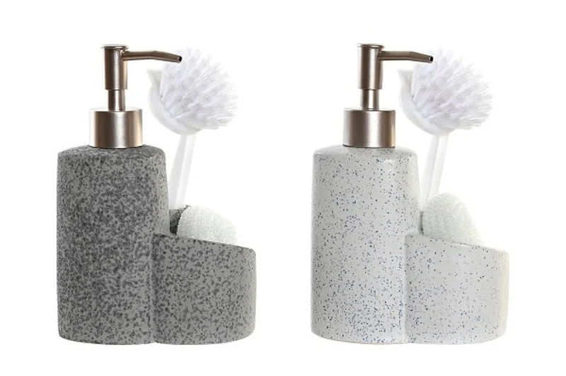 Set Dispenser Detersivo Piatti con Spazzolino e Paglietta in Gres Item International