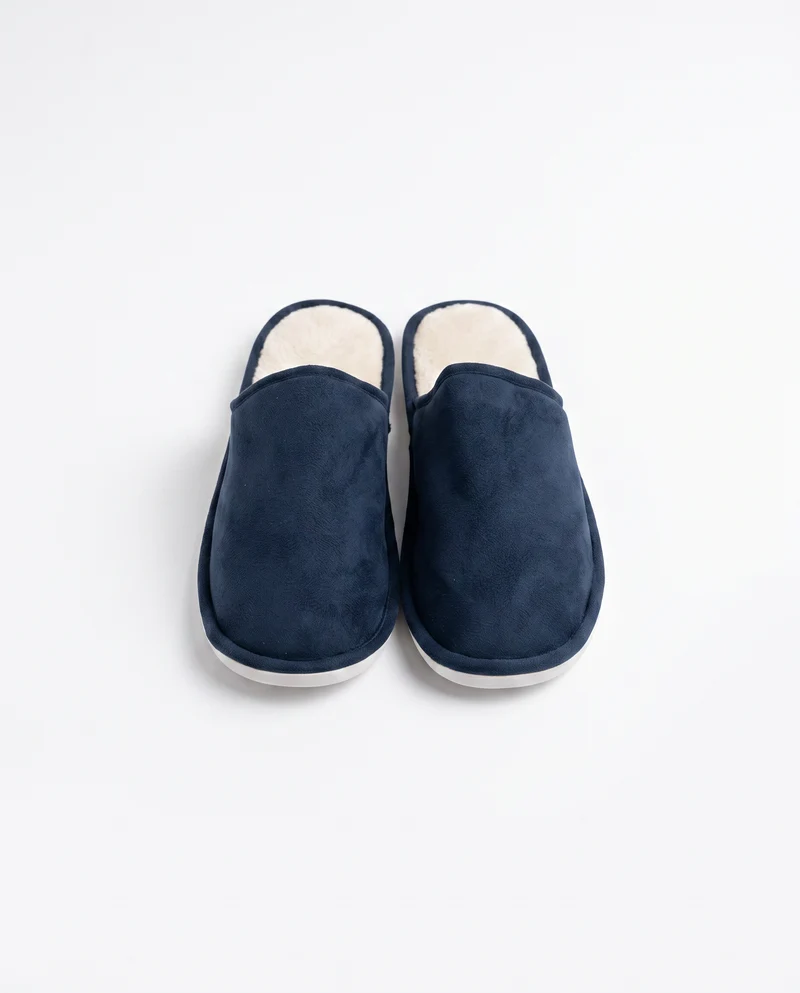 Pantofola invernale da uomo in tessuto caldo - Blu