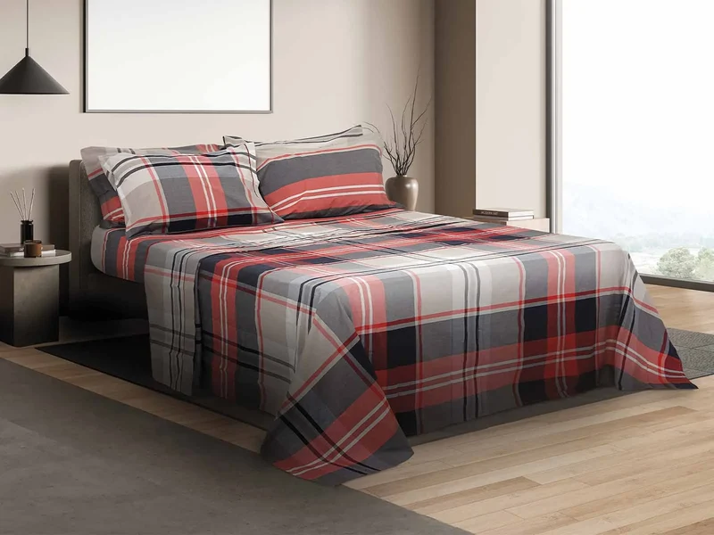 Completo lenzuola double face Daunex in percalle, Oxford multicolore