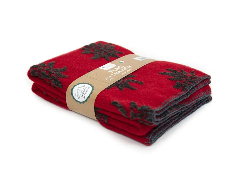 Coperta in lana cotta Daunex disegno edelweiss