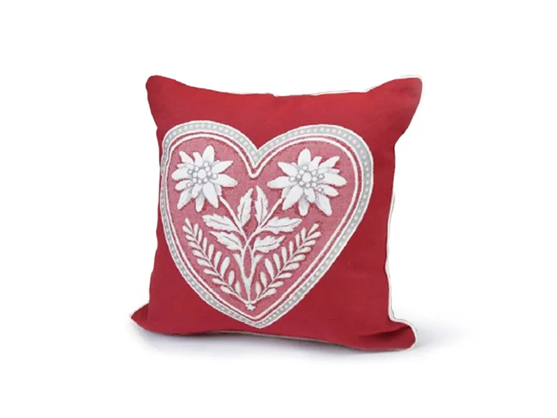 Cuscino stella alpina cuore c/interno in stile tirolese