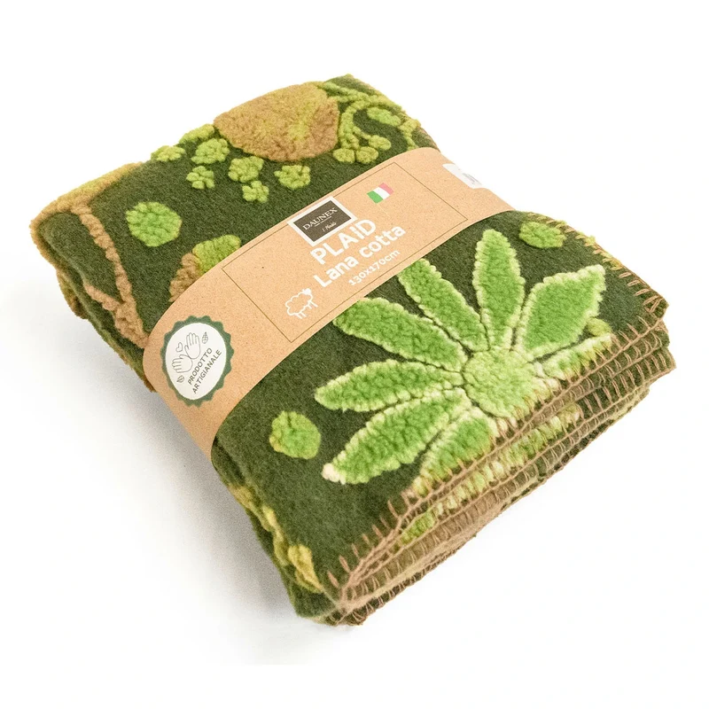 Plaid in lana cotta Melograno – Coperta artigianale decorativa