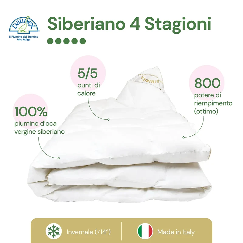 Piumino d'oca Siberiano 4 Stagioni Duo Daunex
