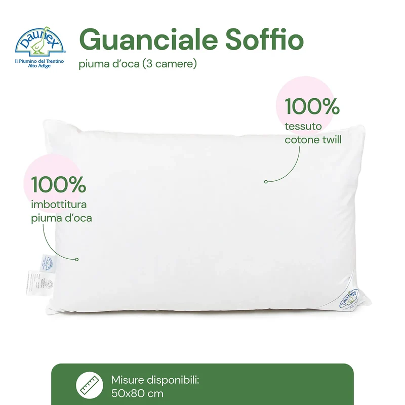 Guanciale in piumino d'oca Soffio 3 Camere Daunex