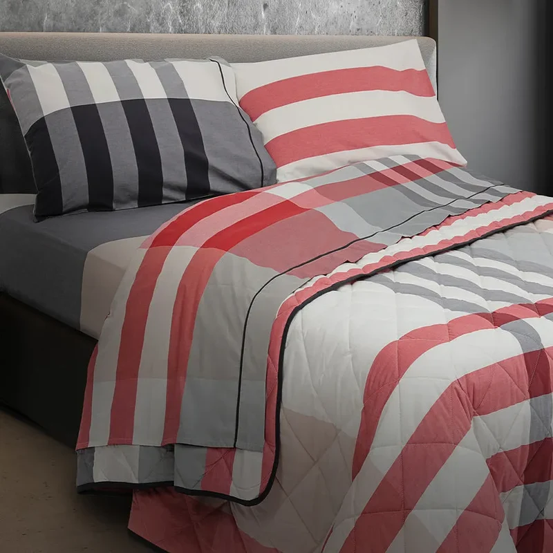 Completo lenzuola in percalle Daunex Liverpool colore rosso