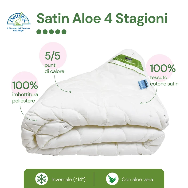 Piumino con Aloe Vera Satin 4 Stagioni Duo Daunex