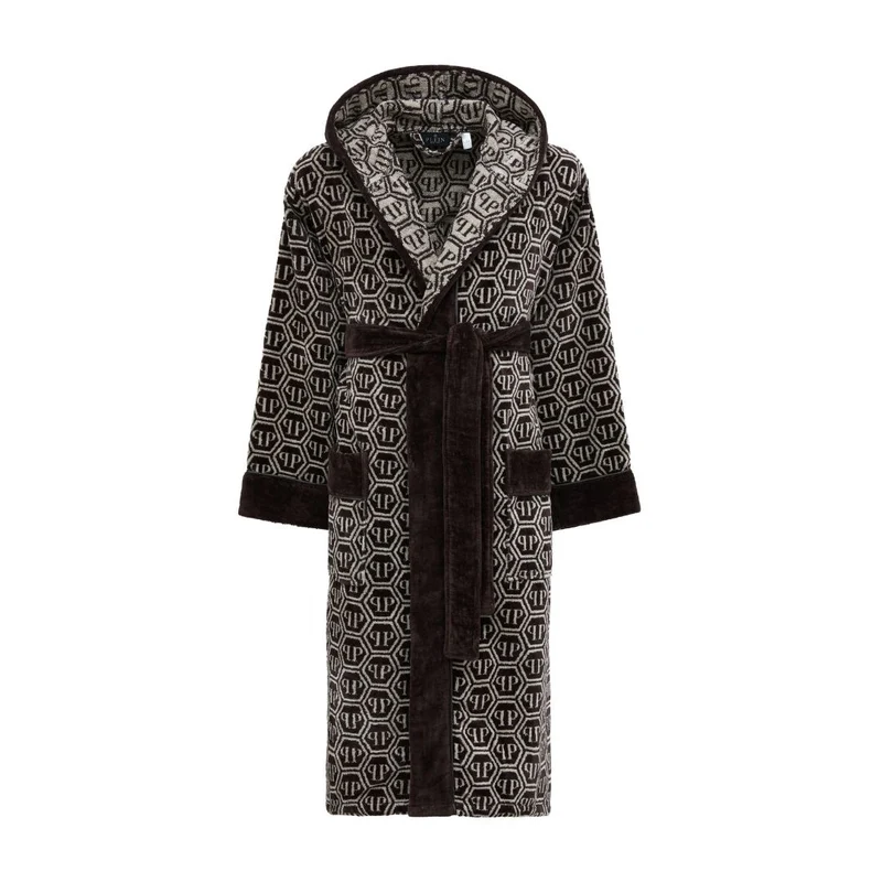 Accappatoio con Cappuccio pattern Moderno in Spugna 410 gr/mq