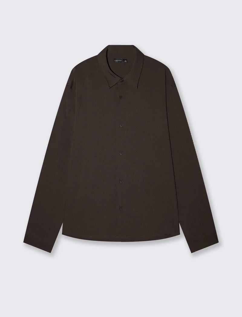 Camicia Relaxed Fit in Tessuto Premium - Moro