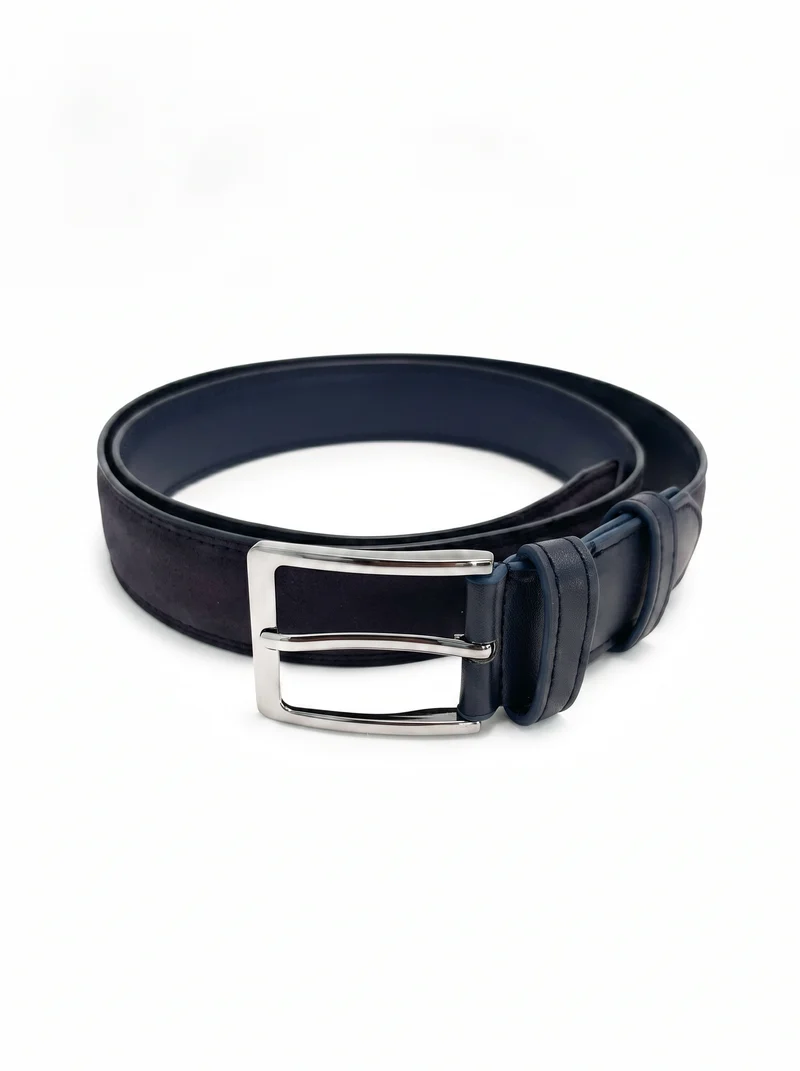 Cintura in suede con cuciture in tinta - Blu