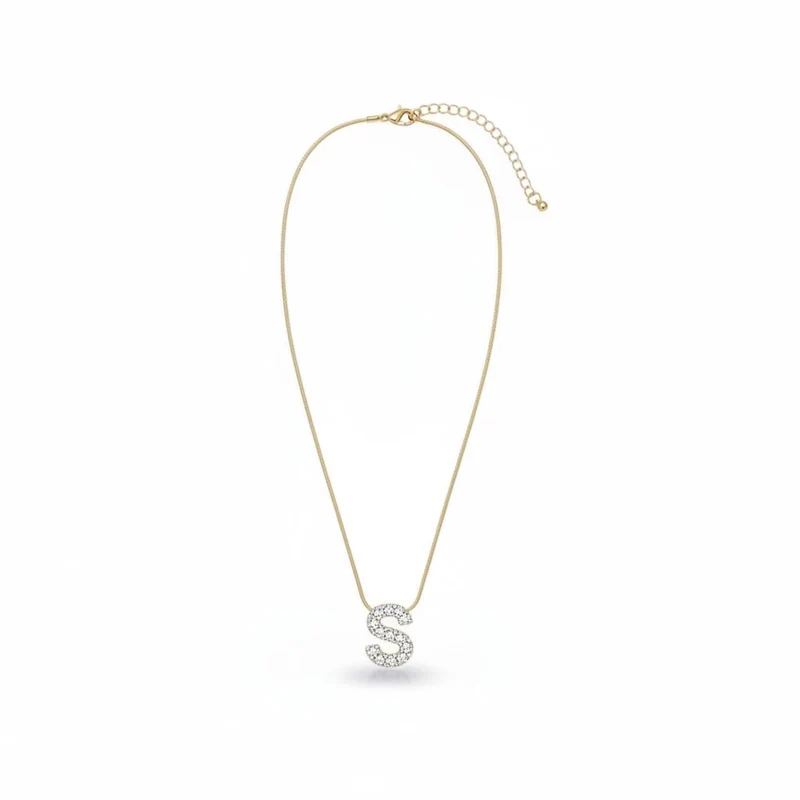 Collana con lettera iniziale in strass - Var 7