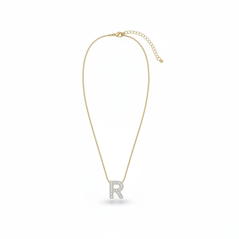 Collana con lettera iniziale in strass - Var 6
