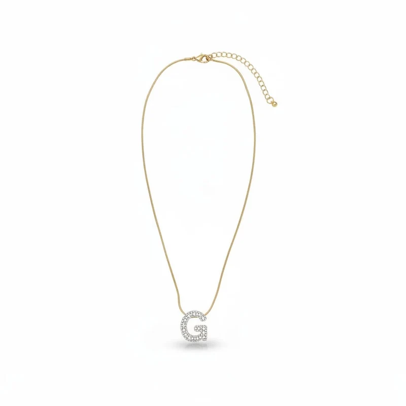 Collana con lettera iniziale in strass - Var 4