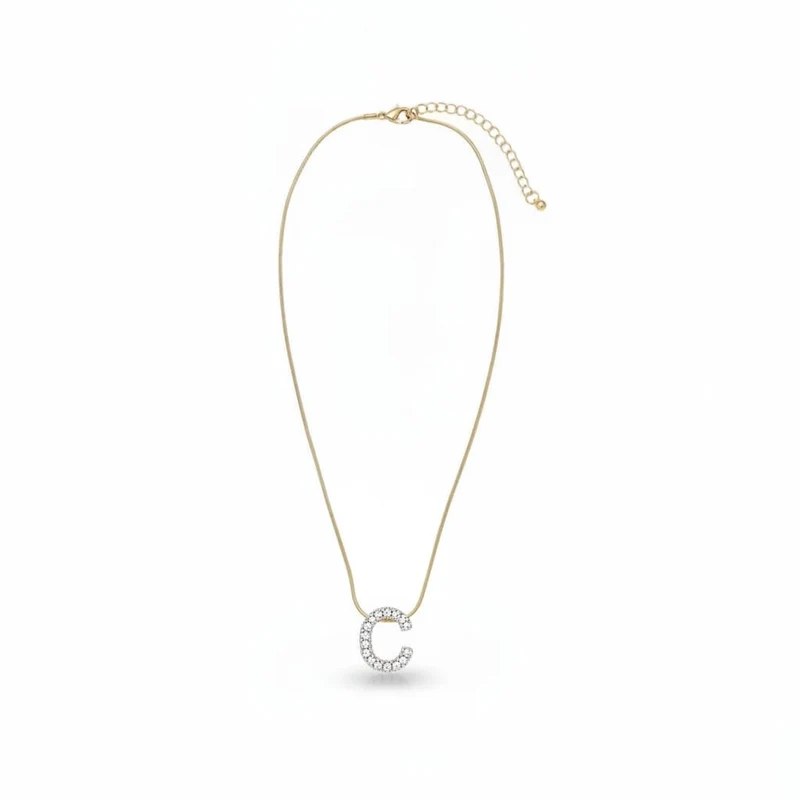 Collana con lettera iniziale in strass - var 2